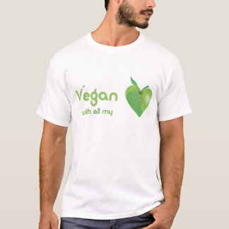 T-shirt Végétalien de tout mon coeur (coeur vert de pomme)