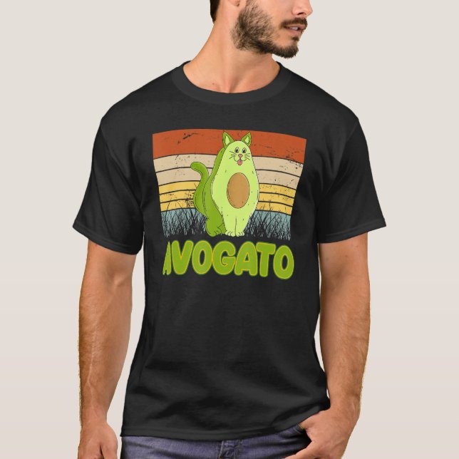 T-shirt Vegetarian Cat Avogato Veggie Hangover Avocado Vin (Devant)