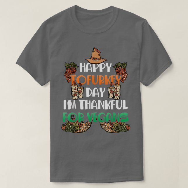 T-shirt Vegetarian Thanksgiving Vegan Plant Tofu Lover  (Design devant)