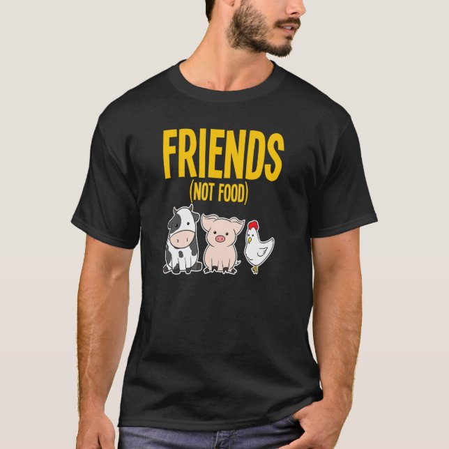 T-shirt Végétarien Aliments Vegas Amis Vache Cochon Chick (Devant)