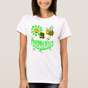 T-shirt végétarien heureux de 2 abeilles