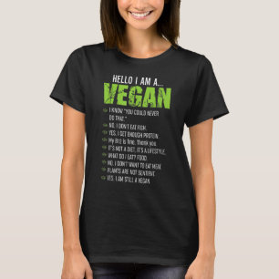 T-shirt Végétarien Sarcastique Bonjour Je suis Végétan