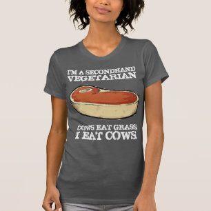 T-shirt Végétarien secondaire - Vaches Mangent De L'Herbe,