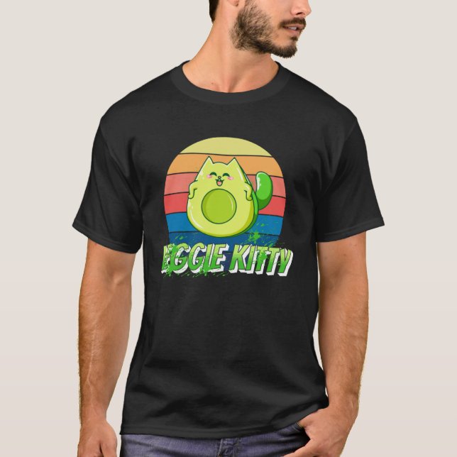 T-shirt Veggie Kitty Chat Maman Cute Vegan pour Chat (Devant)