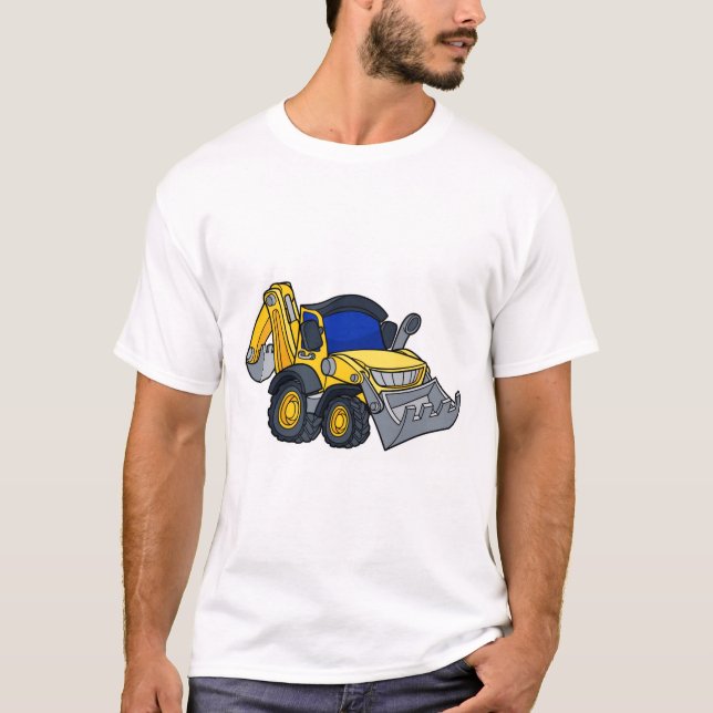 T-shirt Véhicule de bêcheur de bouteur de bande dessinée (Devant)