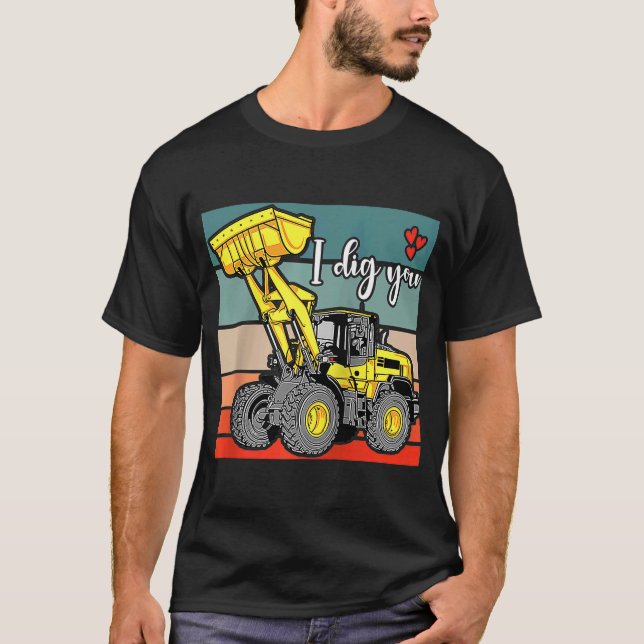 T-shirt Véhicules de construction Valentines Coeurs Excava (Devant)