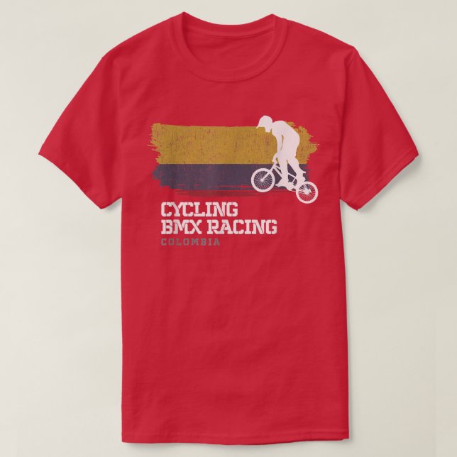 T-shirt Vélo BMX Drapeau Colombie Cyclisme Cyclisme Course (Design devant)