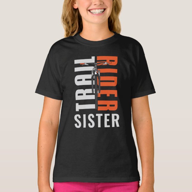 T-shirt Vélo de cavalier de sentier Soeur sur mesure famil (Devant)