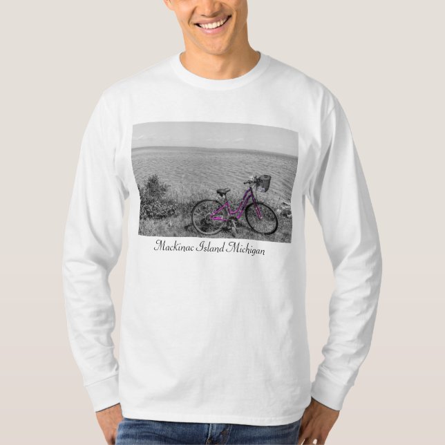 T-shirt Vélo de l'île Mackinac Couleur sélective Manche lo (Devant)