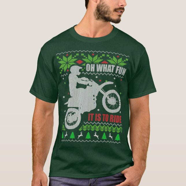 T-shirt Vélo de Noël moche motocross Ce qui s'amuse (Devant)