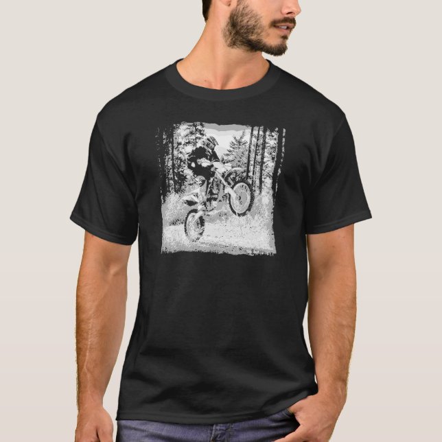 T-shirt Vélo de saleté roulant dans les bois (Devant)