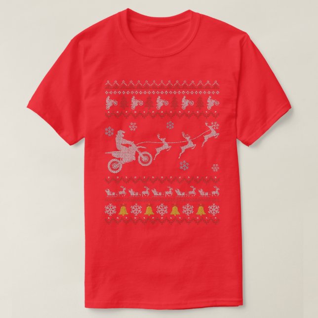 T-shirt Vélo droit Moto Pyjama Vélo de Noël moche (Design devant)