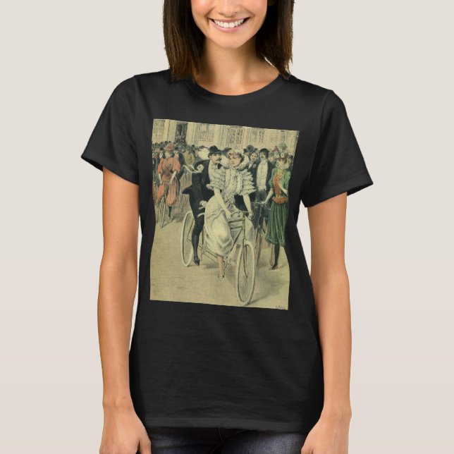 T-shirt Vélo neuf mariée et mariée Mariage victorienne (Devant)