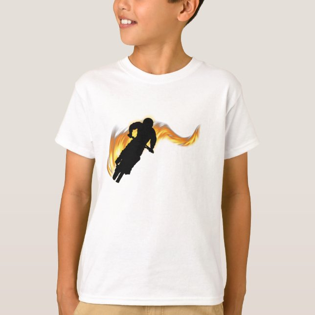 T-shirt Vélo Off Road Dirt avec flammes (Devant)