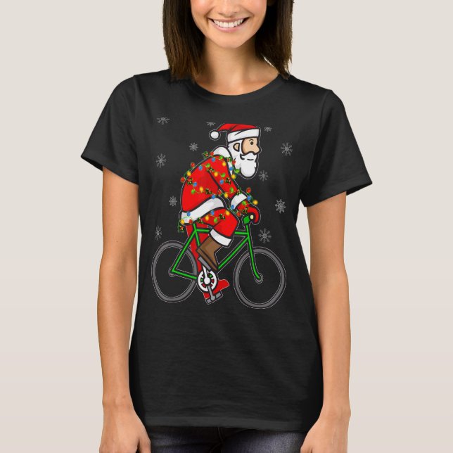 T-shirt Vélo Père Noël équitation Vélo vélo Noël (Devant)