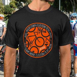 T-shirt Vélo texte personnalisé orange et noir