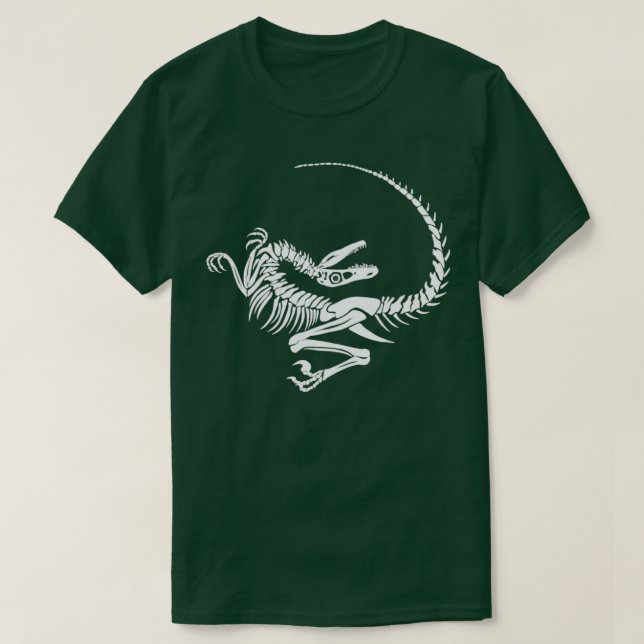 T-shirt Velociraptor Skeleton inversé (Design devant)