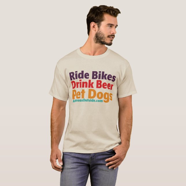 T-Shirt - Vélos-Boire Bière-Chiens Pour Animaux (Devant entier)