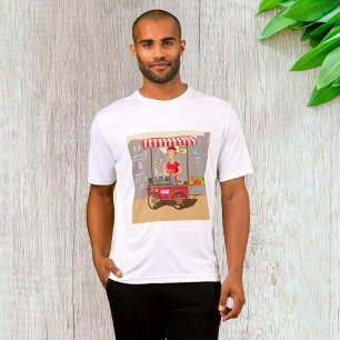 T-shirt Vendeur de street food souriant Chariot de nourrit