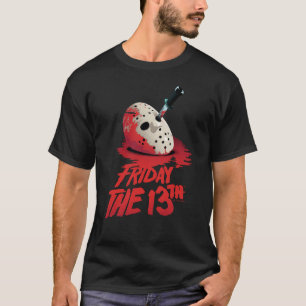 T-shirt Vendredi 13   Couteau à travers le masque de hocke