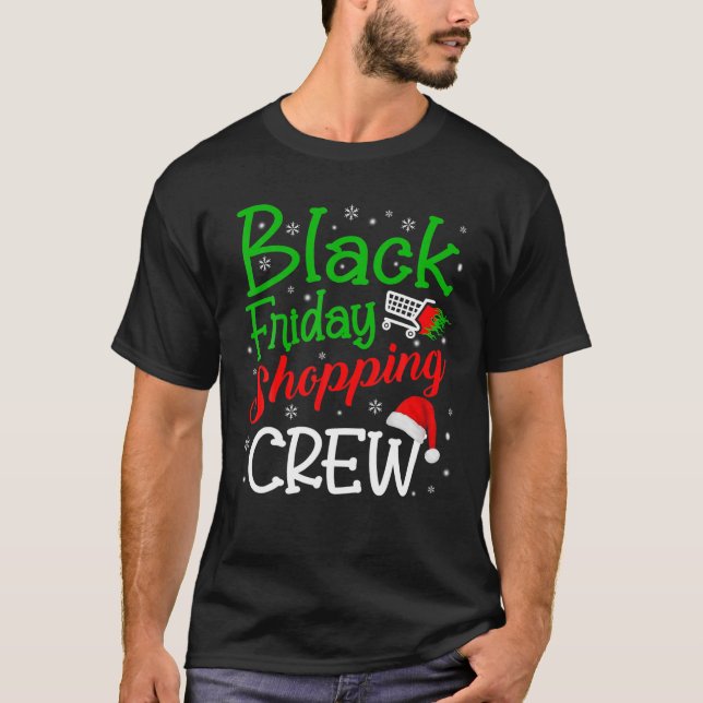 T-shirt Vendredi Équipe Shopping Noël Black Shopping Fami (Devant)