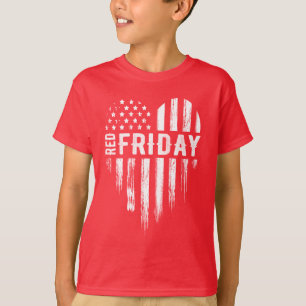 T-shirt Vendredi Rouge en détresse États-Unis Coeur milita