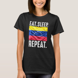 T-shirt Venezuela Drapeau Soccer Fier Manger Sleep Répéter