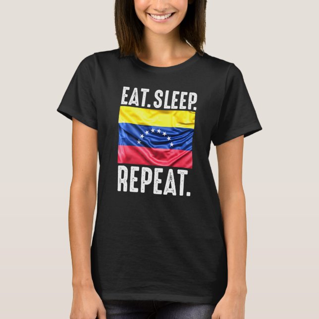 T-shirt Venezuela Drapeau Soccer Fier Manger Sleep Répéter (Devant)