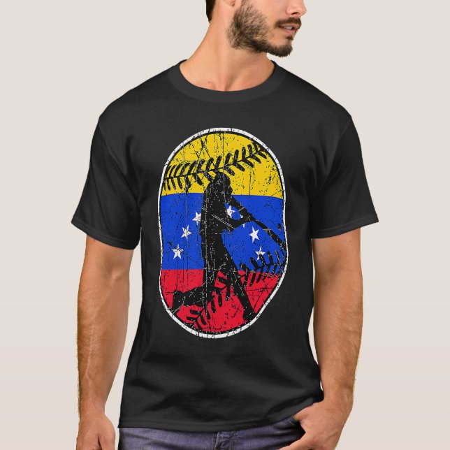 T-shirt Venezuela Flag Baseball Hitter Venezuelan Flag (Devant)