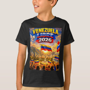 T-shirt Venezuela Libre 2026 Drapeau du cœur du Venezuela