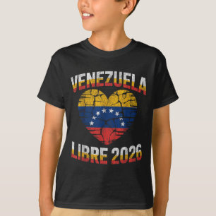 T-shirt Venezuela Libre 2026 Drapeau du cœur du Venezuela