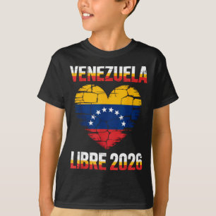 T-shirt Venezuela Libre 2026 Drapeau du cœur du Venezuela