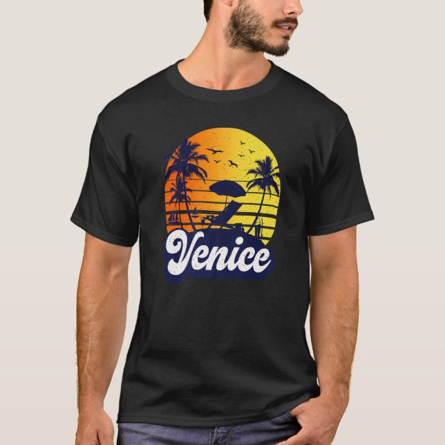 T-shirt Venice Florida Sunset Beach Retro Premium (Devant)