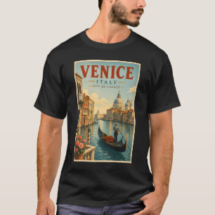 T-shirt Venise Italie Canaux Illustration Voyage Art Rétro