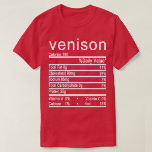 T-shirt venison Nutrition Facts étiquette