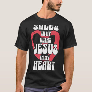 T-shirt Ventes dans Mes veines Jésus dans Mon Coeur
