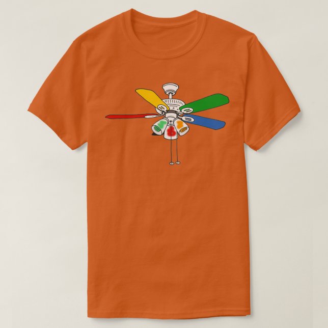T-shirt Ventilateur de plafond arc-en-ciel (Design devant)