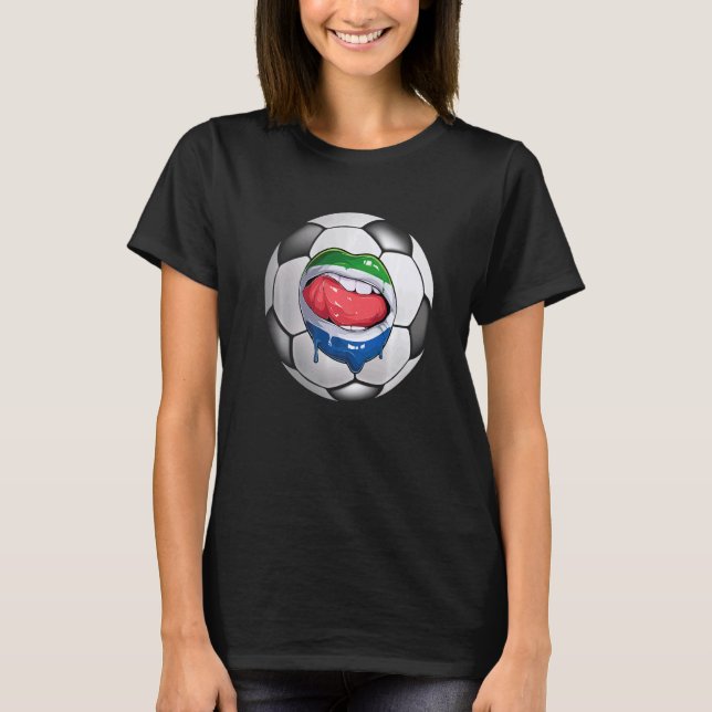 T-shirt Ventilateur de soccer Sierra Leone Bouche du drape (Devant)