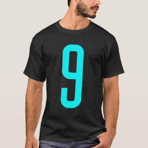 T-shirt Ventilateur de sport favori Cyan Numéro 9 Jersey