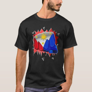 T-shirt Ventilateur Philippines De Poing Avec Drapeau Phil