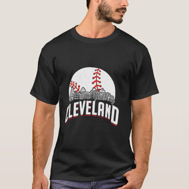 T-shirt Ventilateur Skyline de Cleveland Baseball Cityscap (Devant)
