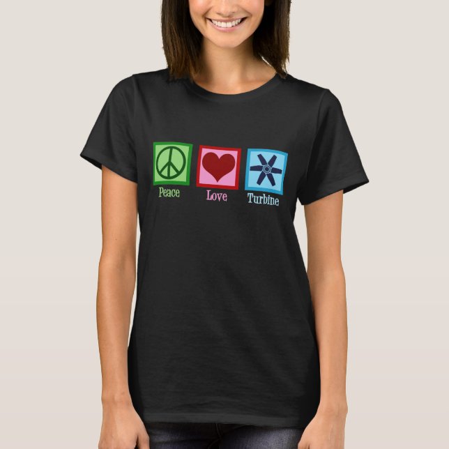 T-shirt Ventilateur Turbine Peace Love (Devant)