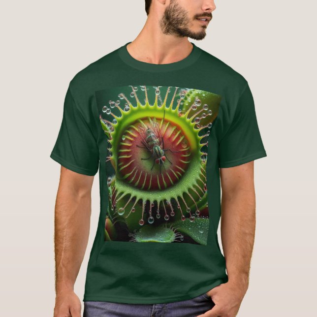 T-shirt Vénus Flytrap Floral Vert et Rouge (Devant)