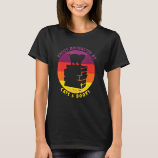 T-shirt Ver de livre Chat de livre Facilement distrait par