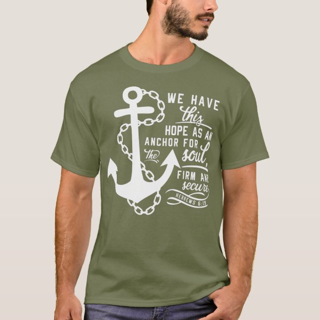 T-shirt Verbe biblique Ancre chrétienne Hébreux 619 Espoir (Devant)