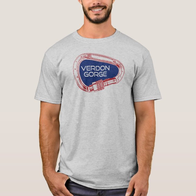 T-shirt Verdon Gorge France Escalade Rock Carabiner (Devant)