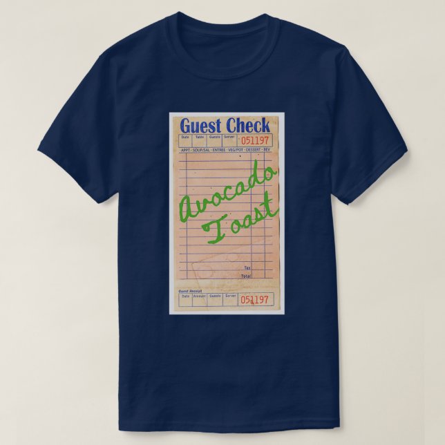 T-shirt Vérification de l'invité de toast Avocado (Design devant)