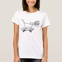Vérifier Meowt Punny Skateboard Chat noir blanc
