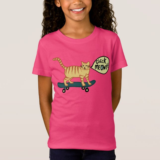 T-Shirt Vérifier Meowt Punny Skateboard Tabby Cat (Devant)