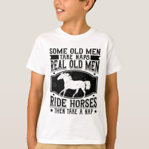 T-shirt Véritable Vieux Hommes Faire Du Cheval Équitation 